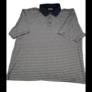 Pro Tour Polo Shirt Men Size XL Blue Stripped Short Sleeve